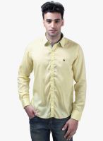 Crimsoune Club Yellow Solid Slim Fit Casual Shirt