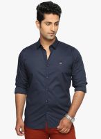 DERBY JEANS COMMUNITY Blue Solid Slim Fit Casual Shirt