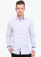 Ennoble Blue Checked Slim Fit Casual Shirt