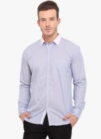 Ennoble Blue Printed Slim Fit Casual Shirt