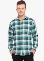 Ennoble Green Checked Slim Fit Casual Shirt