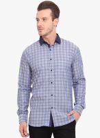 Ennoble Grey Checked Slim Fit Casual Shirt