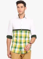 Exitplay White Check Regular Fit Casual Shirt