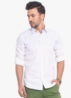 Exitplay White Solid Regular Fit Casual Shirt