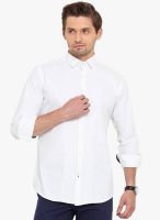 Exitplay White Solid Slim Fit Casual Shirt