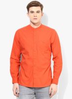 Fame Forever By Lifestyle Orange Slim Fit Casual Shirt