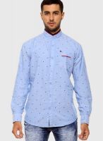 Fifty Two Blue Printed Regular Fit Casual Shirt