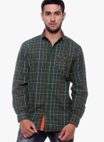 Fifty Two Green Check Regular Fit Casual Shirt
