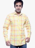 Fifty Two Orange Check Regular Fit Casual Shirt