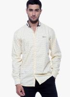 Fifty Two Yellow Printed Regular Fit Casual Shirt