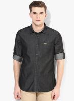 Flying Machine Black Solid Slim Fit Casual Shirt