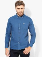 Flying Machine Blue Solid Slim Fit Casual Shirt