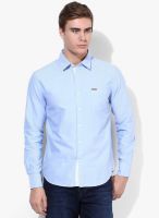 Flying Machine Blue Solid Slim Fit Casual Shirt