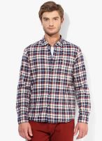 Flying Machine Navy Blue Checks Regular Fit Casual Shirt