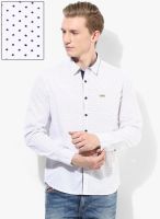 Flying Machine White Printed Slim Fit Casual Shirt