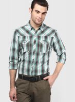 Forca By Lifestyle Green Slim Fit Casual Shirt