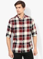 Forca By Lifestyle Maroon Checks Slim Fit Casual Shirt