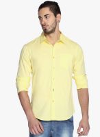 Freehand Yellow Solid Slim Fit Casual Shirt