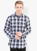 French Connection Grey Checked Slim Fit Casual Shirt