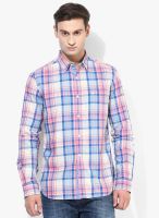 French Connection Pink Checked Slim Fit Casual Shirt