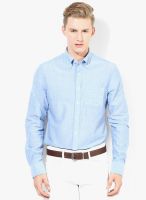 Gant Blue Solid Slim Fit Casual Shirt