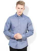 Gant Navy Blue Solid Slim Fit Casual Shirt