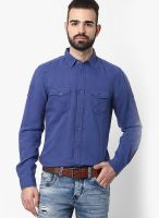 Gas Blue Slim Fit Casual Shirt