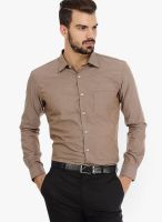 Genesis Solid Brown Casual Shirt