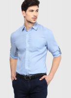 Giordano Blue Linen Slim Fit Casual Shirt
