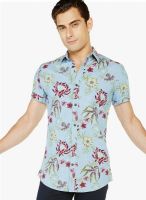 Globus Blue Printed Regular Fit Casual Shirt