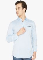 Globus Blue Solid Regular Fit Casual Shirt