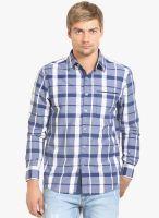 HW Blue Checked Slim Fit Casual Shirt