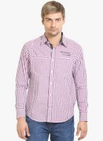 HW White Checked Regular Fit Casual Shirt