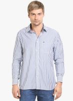 HW White Striped Regular Fit Casual Shirt