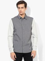 Incult Dark Grey Solid Slim Fit Casual Shirt