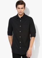 Incult Longline Drop Hem Shirt In Black