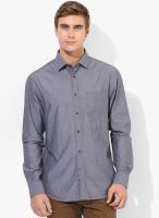 Indian Terrain Grey Solid Slim Fit Casual Shirt