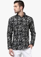 Invern by Monteil Black Printed Slim Fit Casual Shirt Invern by Monteil Black Printed Slim Fit Casual Shirt