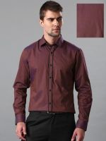 Invictus Men's Solid Formal Maroon Shirt