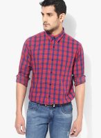 Izod Red Checked Casual Shirt