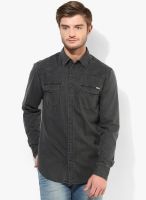 Jack & Jones Black Solid Slim Fit Casual Shirt