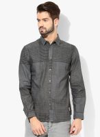 Jack & Jones Grey Printed Slim Fit Casual Shirt