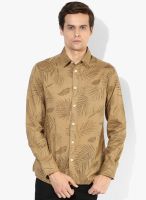 Jack & Jones Khaki Printed Casual Shirt