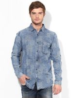 Jack & Jones Light Blue Printed Slim Fit Casual Shirt