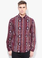 Jack & Jones Maroon Slim Fit Casual Shirt