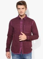 Jack & Jones Purple Solid Slim Fit Casual Shirt