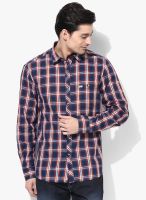 John Players Blue Checks Slim Fit Casual Shirt