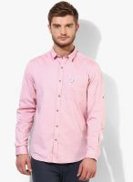 John Players Pink Solid Slim Fit Casual Shirt