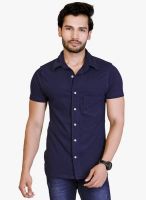 Lucfashion Navy Blue Solid Regular Fit Casual Shirt