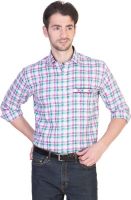 Menmark Men's Checkered Formal White, Pink, Green Shirt